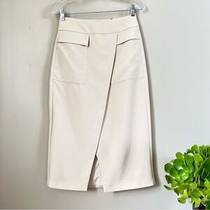 ESQUALO m Sand Long City Cargo Luxury Career Casual Midi Skirt SZ 4